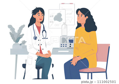 女医さんのの診察をうける女性 111002501