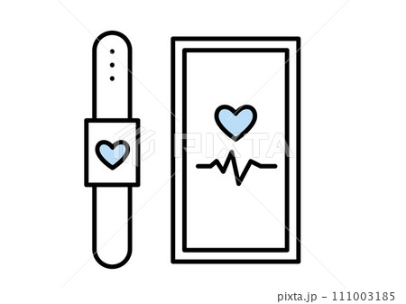 ウェアラブル端末とスマートフォンで健康管理するイメージ ウェアラブル端末とスマートフォンで健康管理するイメージ 111003185