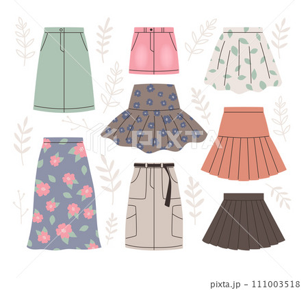Set of different skirts, vector illustration on a white background 111003518