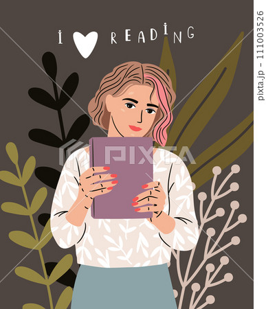 Reading concept. The girl is holding a closed book in her hands. Young woman gets education Reading concept. The girl is holding a closed book in her hands. Young woman gets education 111003526