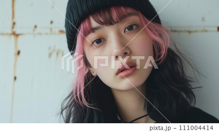 ヘアカラーモデルの若い女性　（AI生成） 111004414