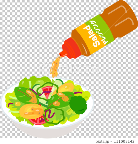 市販のドレッシングをかけたサラダ 111005142