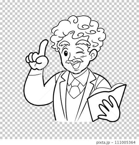 Illustration material of a teacher pointing at a textbook Illustration material of a teacher pointing at a textbook 111005364