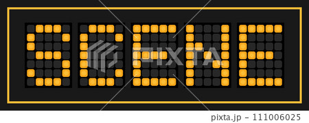 Orange color led banner in word scene on black background Orange color led banner in word scene on black background 111006025