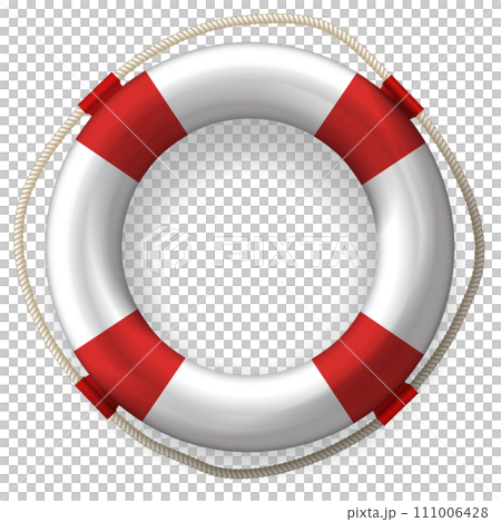realistic Life buoy with red stripes. 111006428