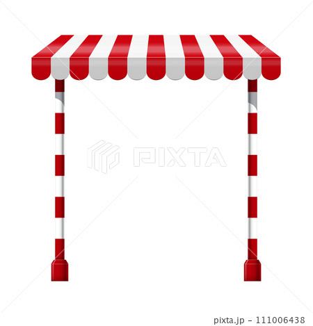 Sale stand with red awning. 111006438