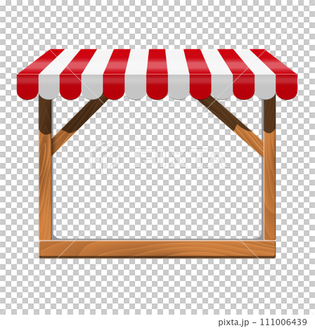 Sale stand with red awning. 111006439