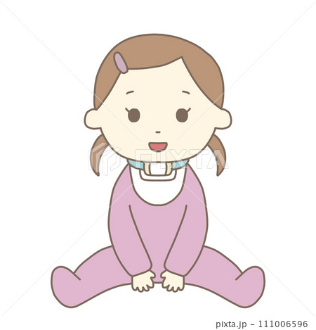 お座りする医療的ケア児の女の子(人工鼻・カラー) お座りする医療的ケア児の女の子(人工鼻・カラー) 111006596