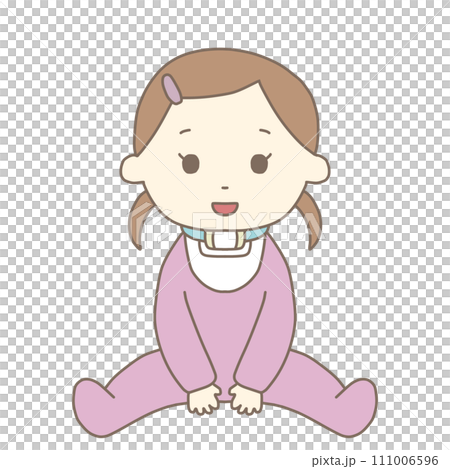 お座りする医療的ケア児の女の子(人工鼻・カラー) お座りする医療的ケア児の女の子(人工鼻・カラー) 111006596