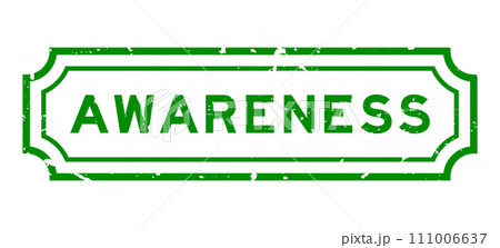 Grunge green awareness word rubber seal stamp on white background 111006637