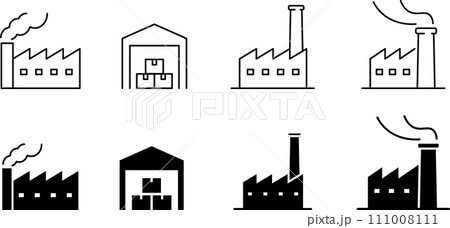 工場のシンプルなアイコンセット 111008111