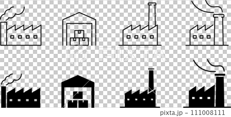工場のシンプルなアイコンセット 111008111
