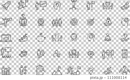 モノクロの成長と成功の線画のピクトグラム モノクロの成長と成功の線画のピクトグラム 111008114