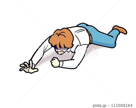 もがく男性のイラスト もがく男性のイラスト 111008164