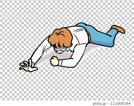 もがく男性のイラスト もがく男性のイラスト 111008164