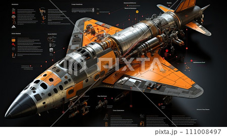 large spaceship in space in orbit against the background of the earth, Cinematic Still, Future concept, Generative AI 111008497