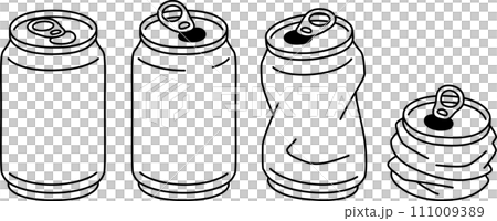 Crushed aluminum can outline drawing set Crushed aluminum can outline drawing set 111009389
