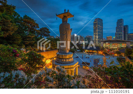 Korea Cityscape at Bongeunsa Temple in Gangnam District of Seoul, Korea. 111010191
