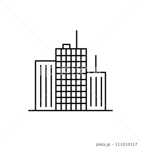 Skyscrapers Buildings Sign Black Thin Line Icon Cityscape Concept Isolated on a White Background. Vector illustration of Element Urban Architecture Skyscrapers Buildings Sign Black Thin Line Icon Cityscape Concept Isolated on a White Background. Vector illustration of Element Urban Architecture 111010317