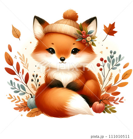 Cute autumn fox 111010511