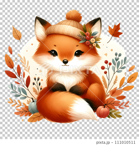 Cute autumn fox 111010511