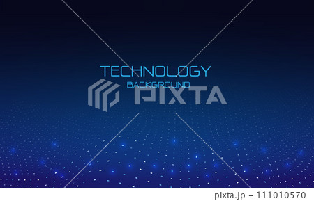 Abstract blue particles flow wave dot landscape digital data structure future mesh grid technology background vector illustration 111010570