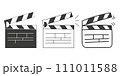 Set of clapper icon for the movie. A firecracker for filmmaking. Board for a film set vector illustration isolated on white background 111011588