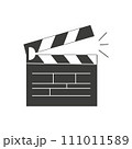 Linear clapper icon for the movie. A firecracker for filmmaking. Board for a film set vector illustration isolated on white background 111011589