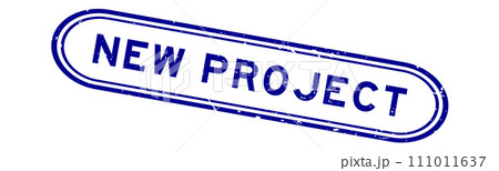 Grunge blue new project word rubber seal stamp on white background 111011637