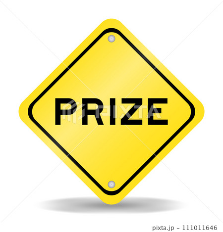 Yellow color transportation sign with word prize on white background Yellow color transportation sign with word prize on white background 111011646
