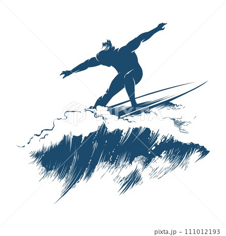 Surfer rides big wave sketch 111012193