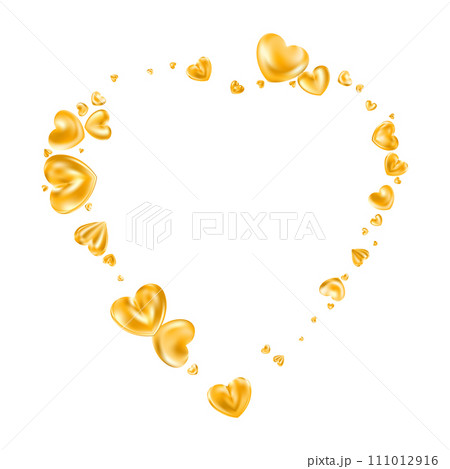 Golden realistic heart frame isolated on white background. Golden realistic heart frame isolated on white background. 111012916