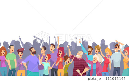 Happy crowd. People male and female standing together top pointing Happy crowd. People male and female standing together top pointing 111013145