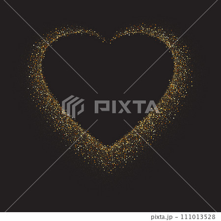 Gold glitter heart frame. Luxury shimmer heart shape border. Gold glitter heart frame. Luxury shimmer heart shape border. 111013528
