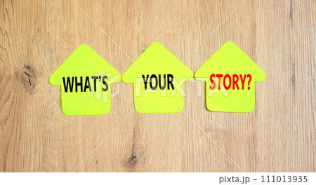 Storytelling and what is your story symbol. Concept words What is your story on beautiful paper houses. Beautiful wooden background. Business storytelling and what is your story concept. Copy space. Storytelling and what is your story symbol. Concept words What is your story on beautiful paper houses. Beautiful wooden background. Business storytelling and what is your story concept. Copy space. 111013935