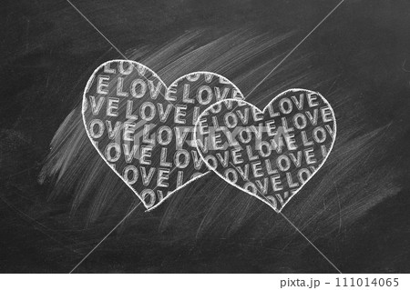 Two hearts. Chalk drawn illustration Two hearts. Chalk drawn illustration 111014065