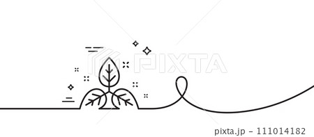 Fair trade line icon. Continuous one line with curl. Bio cosmetics sign. Organic tested symbol. Fair trade single outline ribbon. Loop curve pattern. Vector 111014182