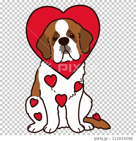 Simple and cute Saint Bernard illustration for Valentine's Day Simple and cute Saint Bernard illustration for Valentine's Day 111014290