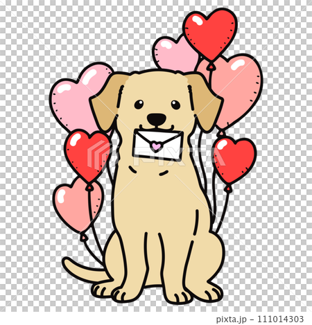 バレンタインデーのシンプルで可愛いラブラドールのイラスト 111014303