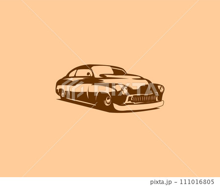 1949 mercury coupe car logo silhouette design isolated on white background front view. best for badges, emblems, icons, stickers. vector illustration available in eps 10. 111016805
