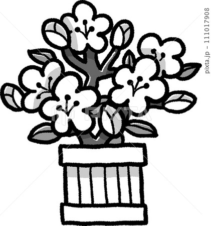 ひな祭りの桃の花のイラスト(モノクロ) ひな祭りの桃の花のイラスト(モノクロ) 111017908