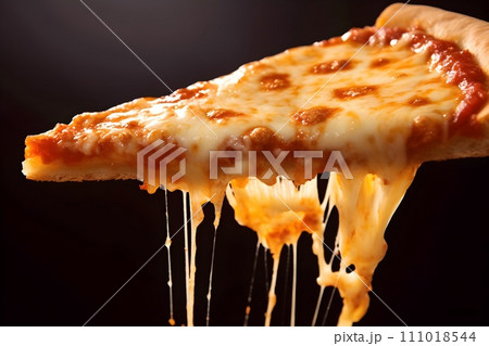 チーズがとろけるピザ1　AI生成画像 111018544