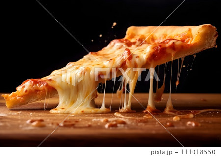 チーズがとろけるピザ6　AI生成画像 111018550