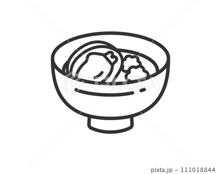 はまぐりのお吸い物のアイコン(線画)のイラスト はまぐりのお吸い物のアイコン(線画)のイラスト 111018844