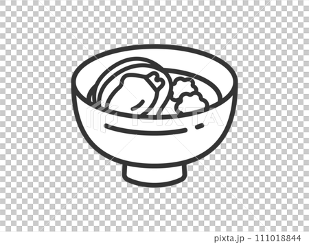 はまぐりのお吸い物のアイコン(線画)のイラスト はまぐりのお吸い物のアイコン(線画)のイラスト 111018844