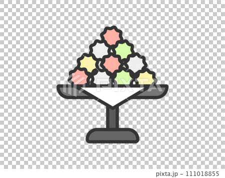 ひなあられのアイコン（線画カラー）のイラスト 111018855