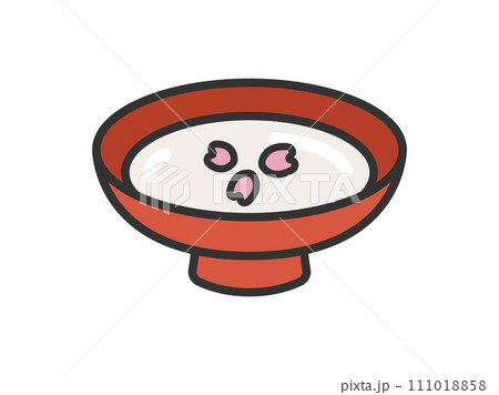 ひな祭りの、甘酒のアイコン（線画カラー）のイラスト 111018858