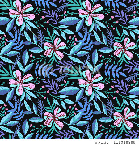 Seamless pattern with doodle floral elements. Vector illustration Seamless pattern with doodle floral elements. Vector illustration 111018889