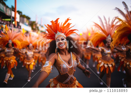 Rio Carnival Dancer in Vibrant Costume 111018893