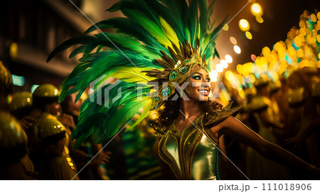 Rio Carnival Dancer in Vibrant Costume 111018906